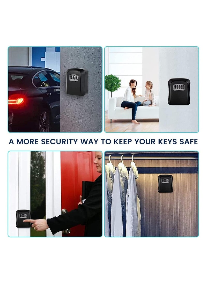 Generic Key Safe Box Code Lock-Storage Key Box Outdoor Wall Mounted Security Password Key Box 4 Combination Code Key Storage Lock Box(black)  - Image 5