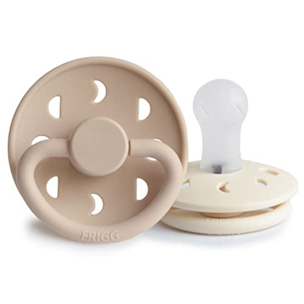 Moon Phase Silicone Baby Pacifier 0-6M 2-Pack Cream/Croissant -Size 1