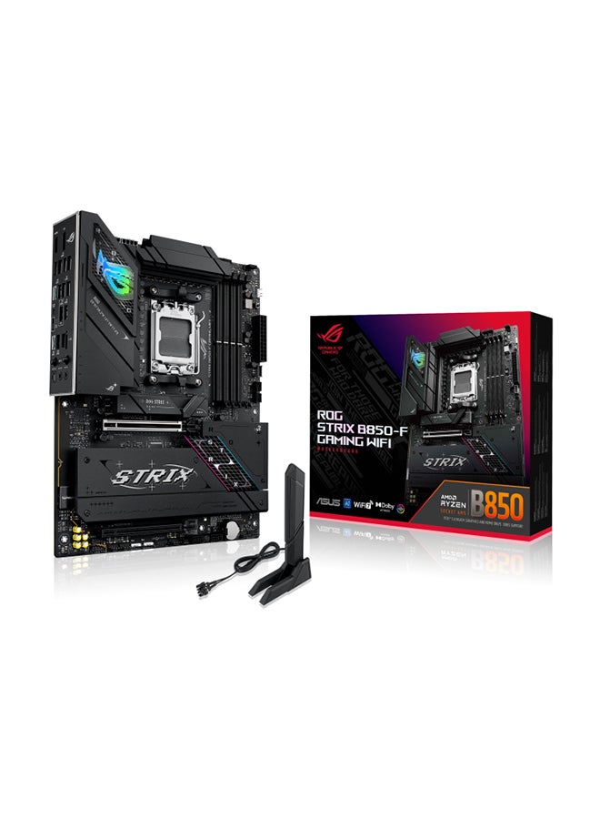 ASUS ROG Strix B850-F Gaming WiFi ATX Motherboard, AMD B850 Chipset, AM5 Socket for Ryzen 7000/8000/9000 Series CPUs, 4x DIMM DDR5 Slots (Up to 192GB, 8000+MT/s OC), PCIe 5.0 x16 Slot, 4x M.2 Slots, 2.5Gb Ethernet, Wi-Fi 7, Bluetooth 5.4, USB 20Gbps, DisplayPort, HDMI 2.1, 7.1 Surround Audio, Aura Sync RGB, RAID Support, Intel LAN, ASUS EZ DIY, 12" x 9.6" ATX | 90MB1J70-M0EAY0 Black - Image 4