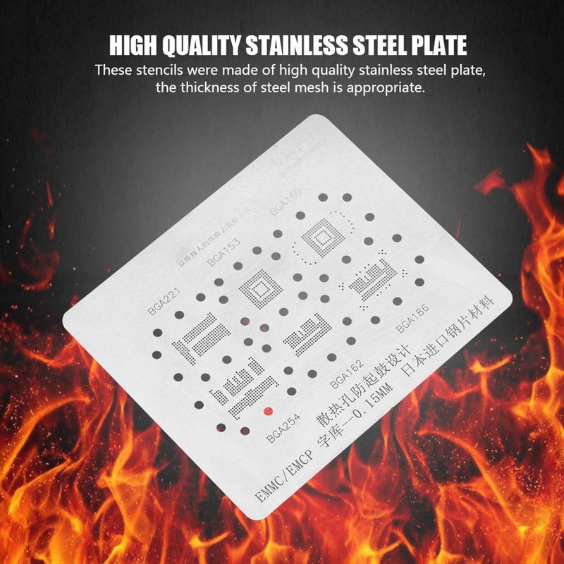 klarako BGA Stencils, BGA Reballing Stencil Kits, Template Mesh Directly Heat Set Kit, for BGA153/ 162/169/ 186/221/ 254/ EMMC - Image 4