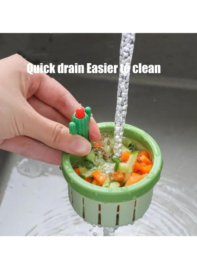 3PCS Cactus Kitchen Sink Drain Strainer, Press Automatic Dumping Basket, Multi-Functional Home Use Sink Draining Basket Filter Net Lifting Basket, Kitchen Waste Collector Filter for Sinks (Green) - Image 2