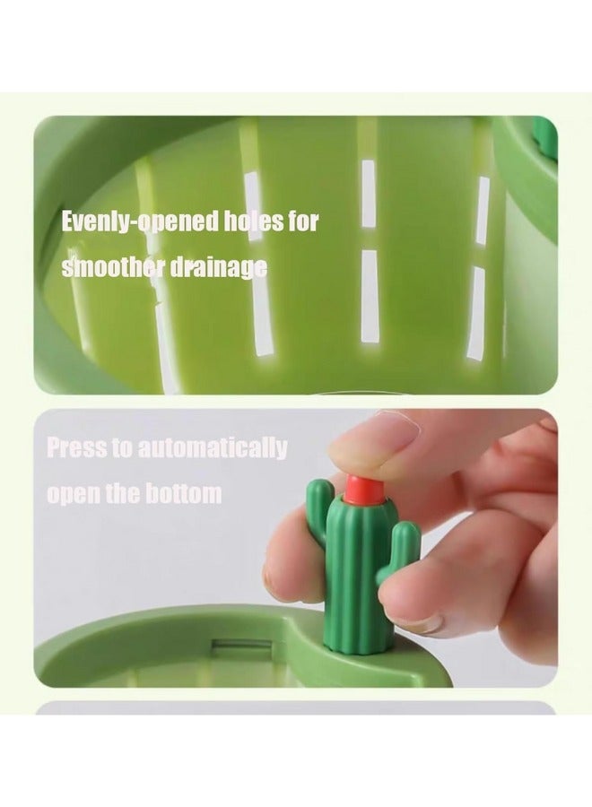 3PCS Cactus Kitchen Sink Drain Strainer, Press Automatic Dumping Basket, Multi-Functional Home Use Sink Draining Basket Filter Net Lifting Basket, Kitchen Waste Collector Filter for Sinks (Green) - Image 4