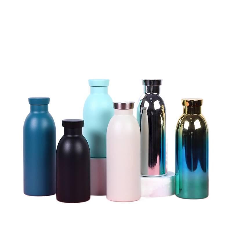 قارورة مياه معزولة، ستانلس ستيل ومقبض 350 ml، أسود باللون الأسود مع مقبض من الستانلس ستيل - Image 3