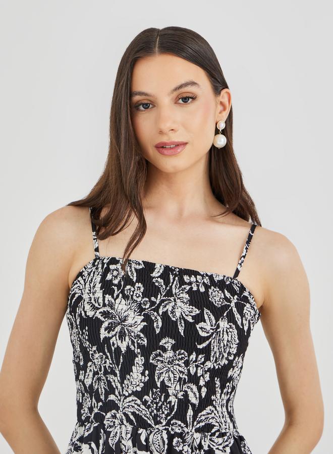 تايك تو فستان ماكسي بتفاصيل سموكينج وطبعة زهور من تيك تو - Image 4