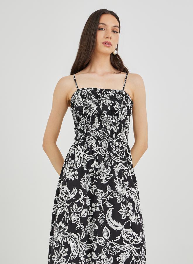 تايك تو فستان ماكسي بتفاصيل سموكينج وطبعة زهور من تيك تو - Image 3