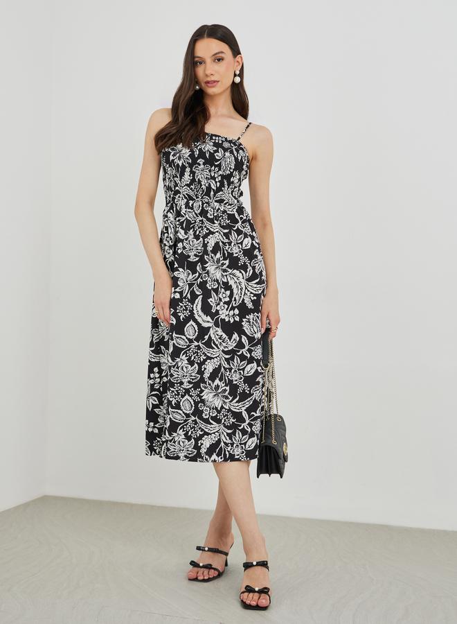 تايك تو فستان ماكسي بتفاصيل سموكينج وطبعة زهور من تيك تو - Image 2