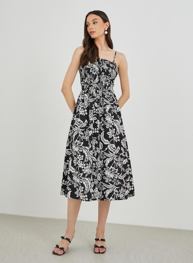 تايك تو فستان ماكسي بتفاصيل سموكينج وطبعة زهور من تيك تو - Image 1