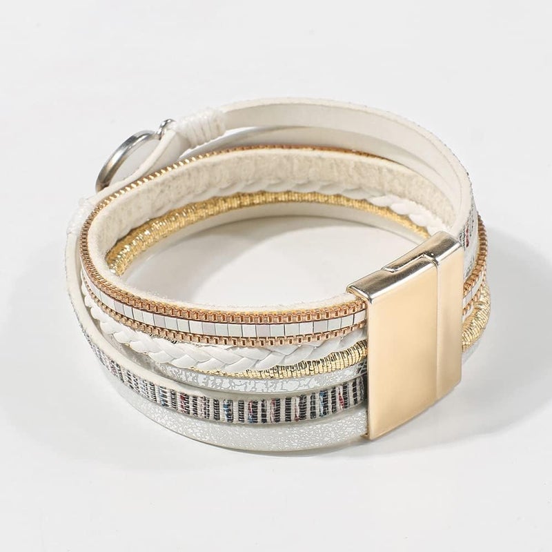 Vercret Leather Wrap Bracelet for Women - Multi-Layer Bracelets with Magnetic Clasp Bangle Cuff Stacked Bracelet for lady and Mother - Image 5