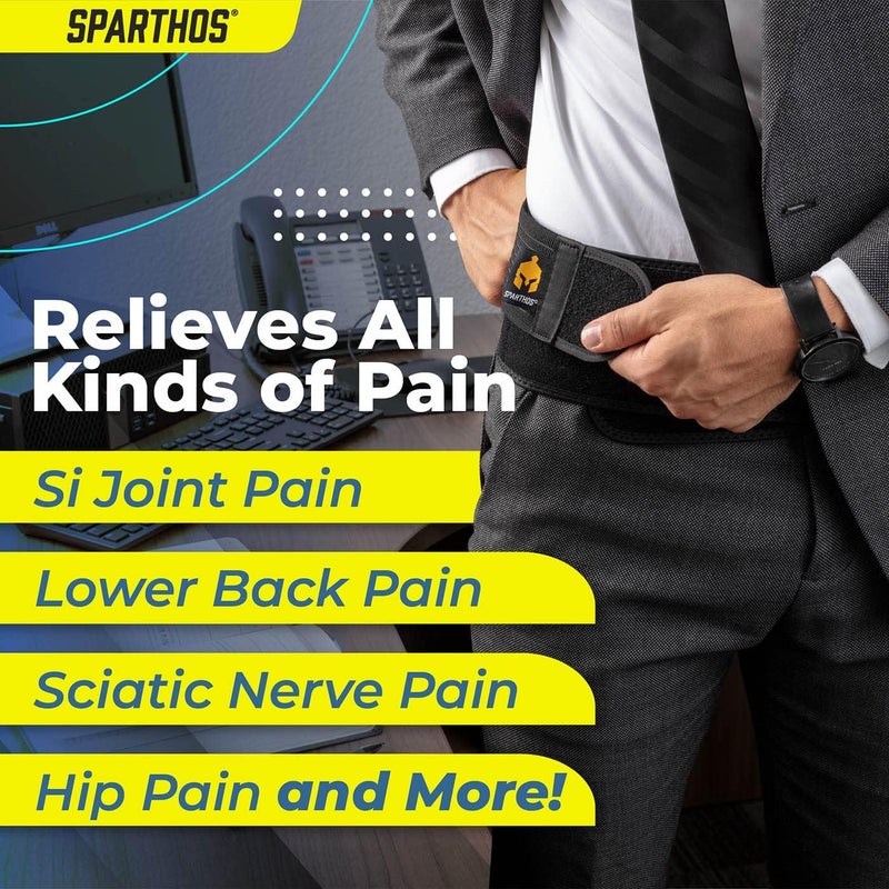 Sparthos Sacroiliac Si Hip Belt Relief from Si Joint, Sciatica, Lower Back Pain - Support Brace for Women and Men - for Sacral, Hip Loc Up, Anterior Pelvic Tilt Correction Braces (Black-XL+) - Image 4
