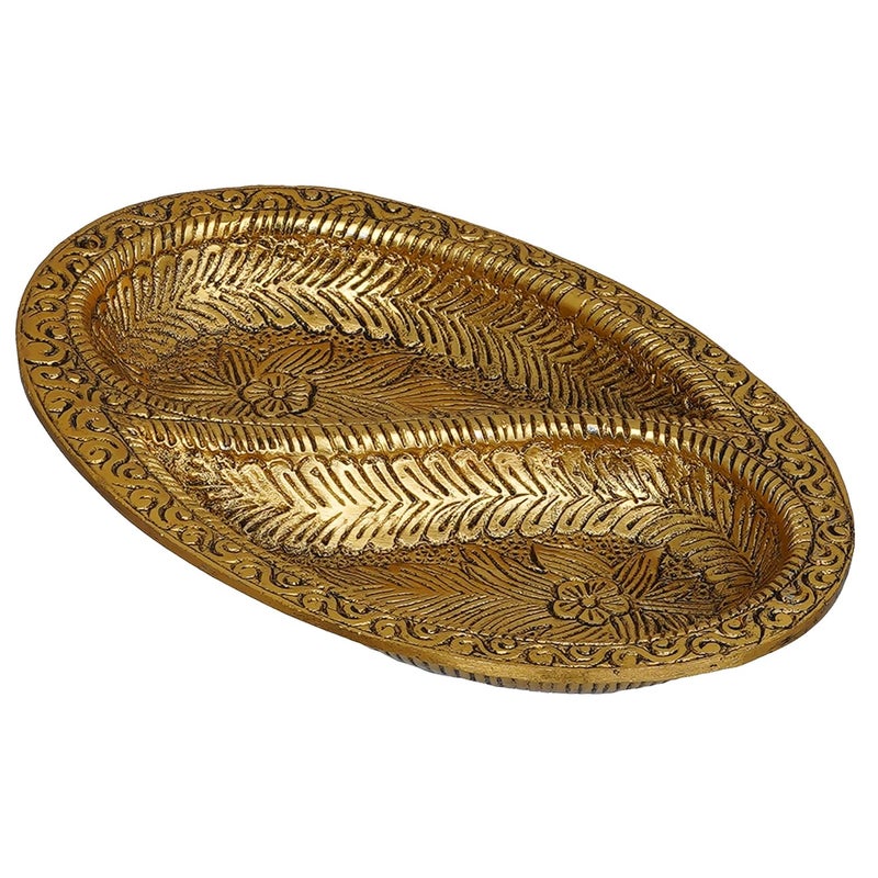 Webelkart Premium Metal Dual Space Dry Fruit Serving Tray Snacks Floating Flowers for Home Decoration Table Dining Dcor Mouth Freshener Container Diwali Decor Items - Image 3