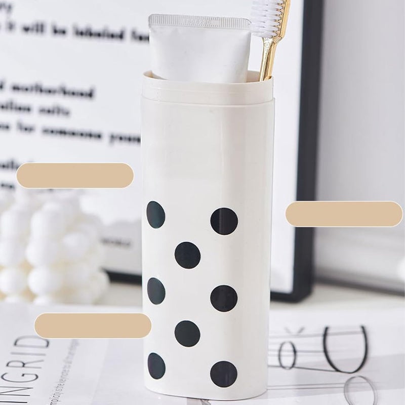 Travel Toothbrush Holder Fashionable Portable Toothbrush Cup Case with Compartment Space for Business Trips Travel Made of Food Grade Plastic Lightweight Compact Design - Image 1
