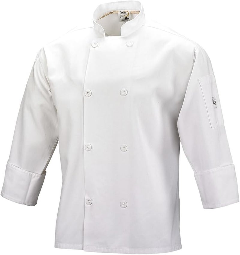 Mercer Culinary M60010WH6X Millennia Men's Cook Jacket with Traditional Buttons, 6X-Large, White - Image 1