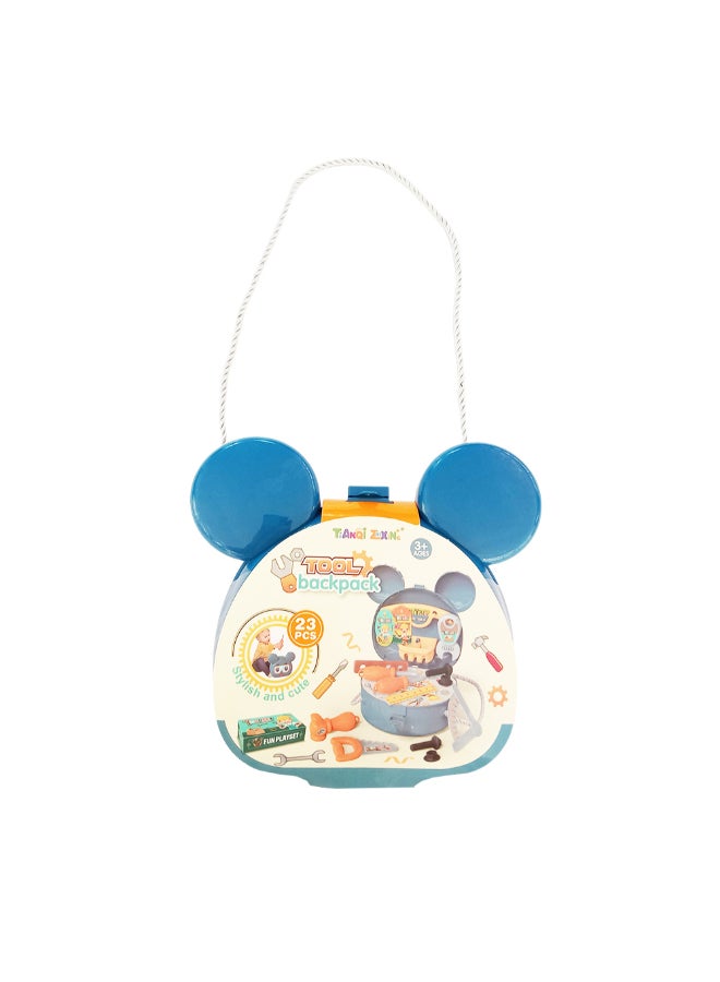Galaxy Toys مجموعة ألعاب حقيبة أدوات جالاكسي - 23 قطعة | تشمل مطرقة، مفتاح ربط، منشار والمزيد | لعبة تفاعلية للأطفال | قابلة للحمل وممتعة في تمثيل الأدوار في البناء - Image 1