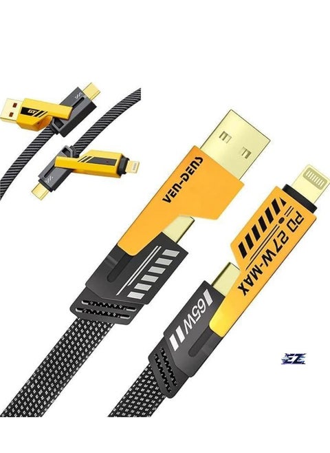4-in-1 Multi Charging Cable, 120CM [65W] Fast Charging – Compatible with iPhone 16/15/14/13 Pro Max, AirPods, iWatch, iPad, MacBook, Samsung S24/S23/S22 & Google Devices【2M】