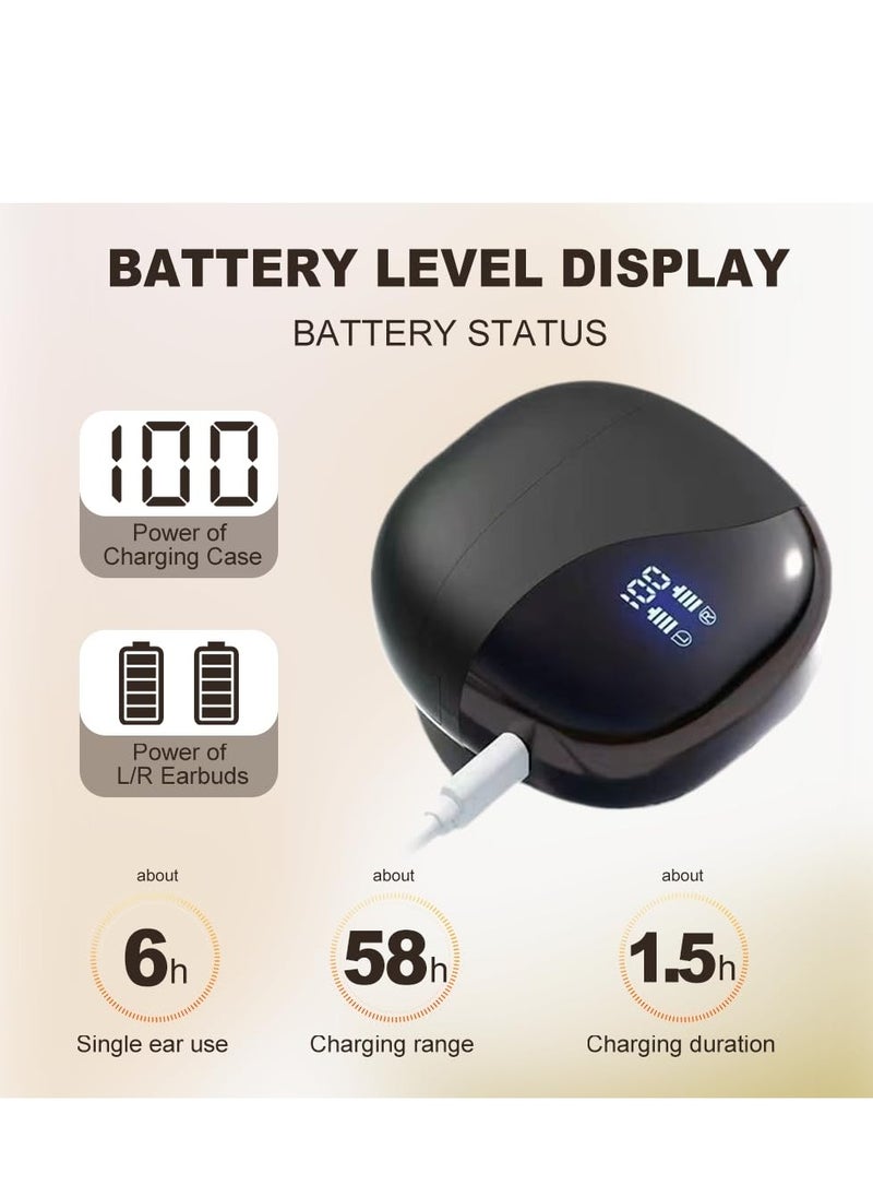 Ai Translating Ear Buds, Wireless Bluetooth Translation Earbuds Real Time Language Translator, 144 Languages Play Music Bluetooth Over-Ear for Business Learning Travel, Black