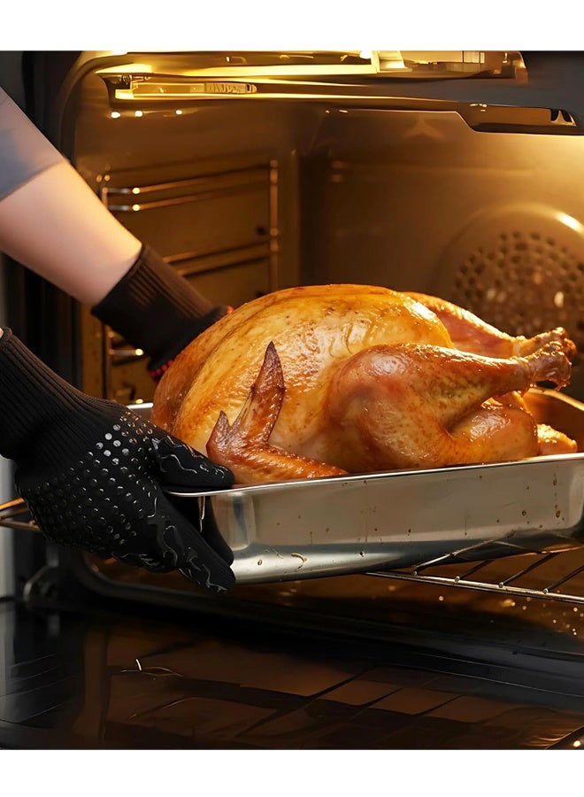 قفازات مقاومة للحرارة للفرن والشواء - قفازات سيليكون منقطة مانعة للانزلاق - مقاس واحد يناسب معظم الأحجام - مثالية للفرن والشواية والخبز والطبخ - Image 4