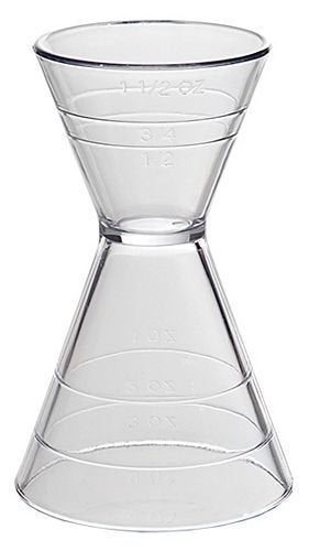 Franmara Clear Plastic Super Double Jigger Shot Glass Mixed Drink Measurer 