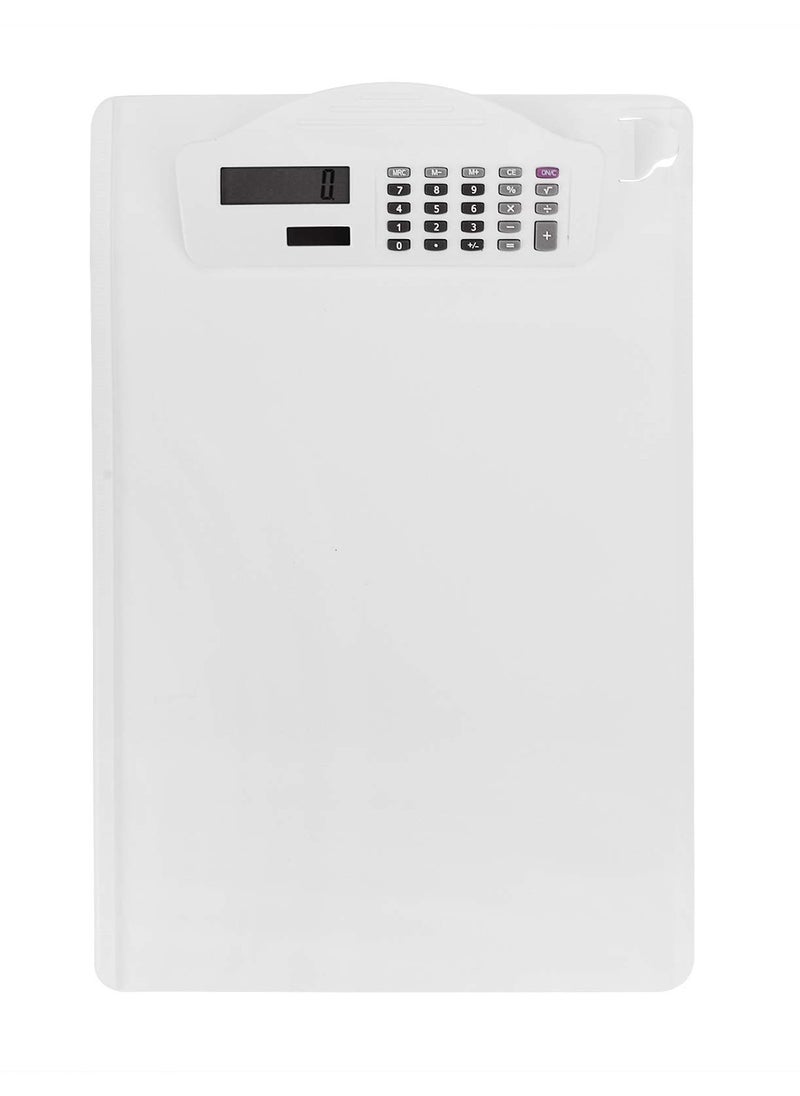 KASTWAVE - Multifunctional Clipboard with Calculator Plastic Storage Clipboard Pen Clip Writing Pad File Folders Business Office Document Holder A4 Letter Size Clipboard for School Meeting Classes (White) - Image 1