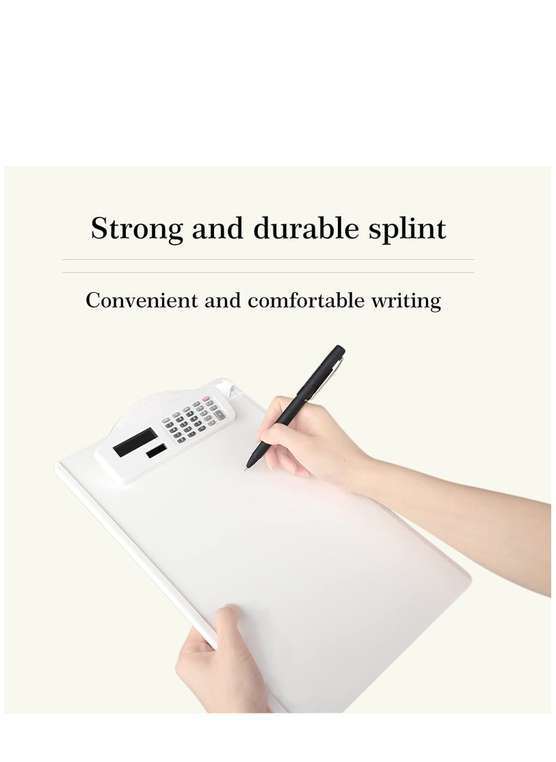 KASTWAVE - Multifunctional Clipboard with Calculator Plastic Storage Clipboard Pen Clip Writing Pad File Folders Business Office Document Holder A4 Letter Size Clipboard for School Meeting Classes (White) - Image 1