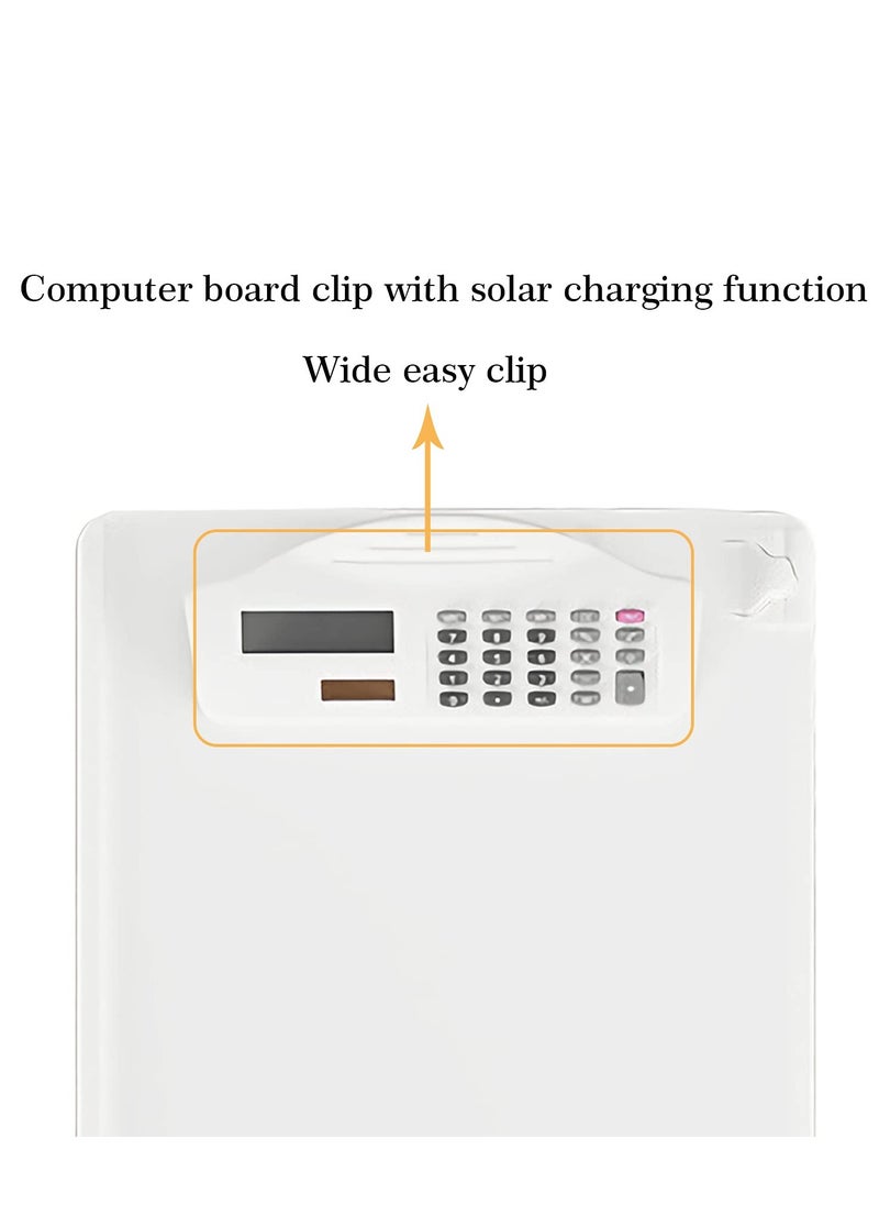 KASTWAVE - Multifunctional Clipboard with Calculator Plastic Storage Clipboard Pen Clip Writing Pad File Folders Business Office Document Holder A4 Letter Size Clipboard for School Meeting Classes (White) - Image 1