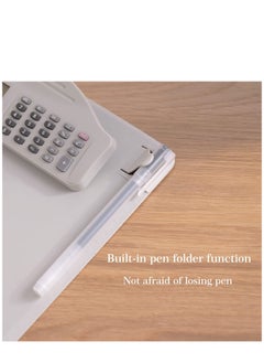 KASTWAVE Multifunctional Clipboard with Calculator Plastic Storage Clipboard Pen Clip Writing Pad File Folders Business Office Document Holder A4 Letter Size Clipboard for School Meeting Classes (White)  - Image 4