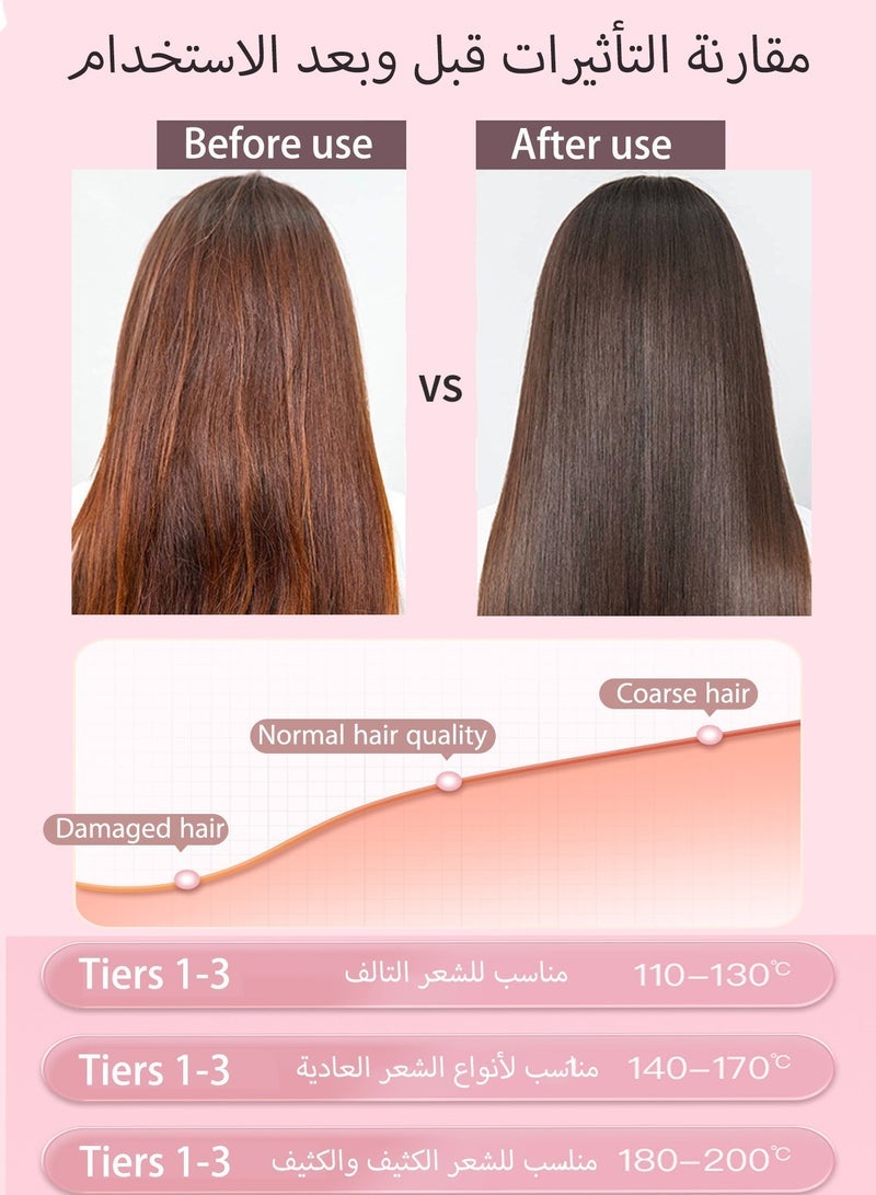 فرشاة فرد الشعر اللاسلكية الصغيرة، فرشاة فرد الشعر القابلة للطي القابلة لإعادة الشحن لفرد الشعر المجعد، فرشاة فرد الشعر مع 9 إعدادات حرارة ووظيفة مضادة للاحتراق، مناسبة للاستخدام في المنزل والسفر - Image 5