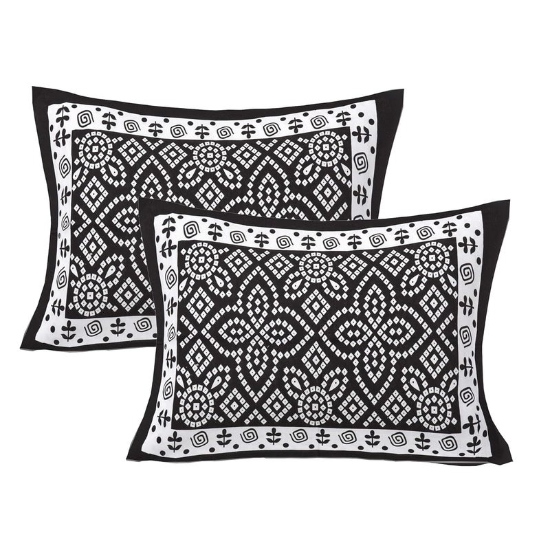Monik Handicrafts 100 Cotton Rajasthani Jaipuri sanganeri Traditional King Size Double Bed Sheet with 2 Pillow Covers Black - Image 4