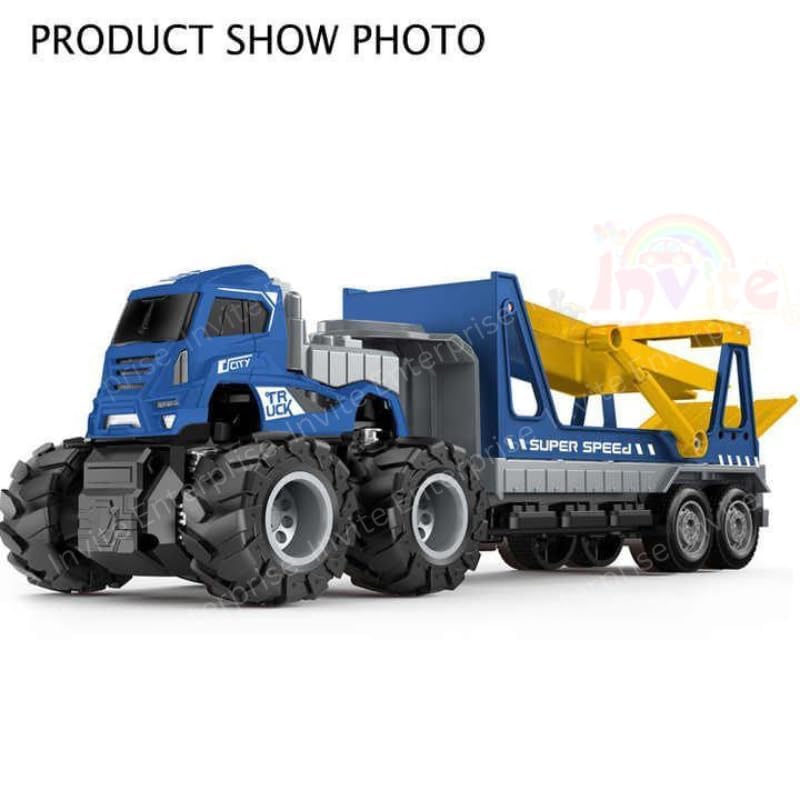 Invite Enterprise 1:43 4WD Diecast Alloy Double-Deck Transportation Big Truck With Friction Powered Miniature Car Vehicle Toy for Kids, Boys and Girls (2 Color Options) - Image 2