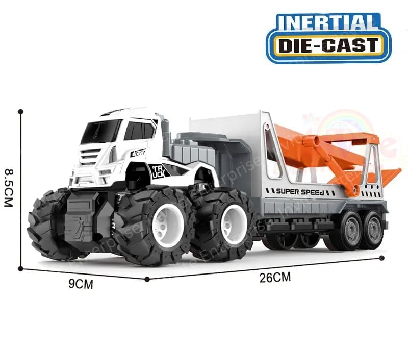 Invite Enterprise 1:43 4WD Diecast Alloy Double-Deck Transportation Big Truck With Friction Powered Miniature Car Vehicle Toy for Kids, Boys and Girls (2 Color Options) - Image 4