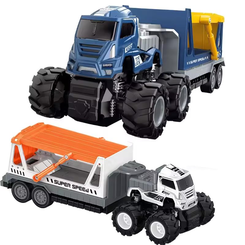 Invite Enterprise 1:43 4WD Diecast Alloy Double-Deck Transportation Big Truck With Friction Powered Miniature Car Vehicle Toy for Kids, Boys and Girls (2 Color Options) - Image 1