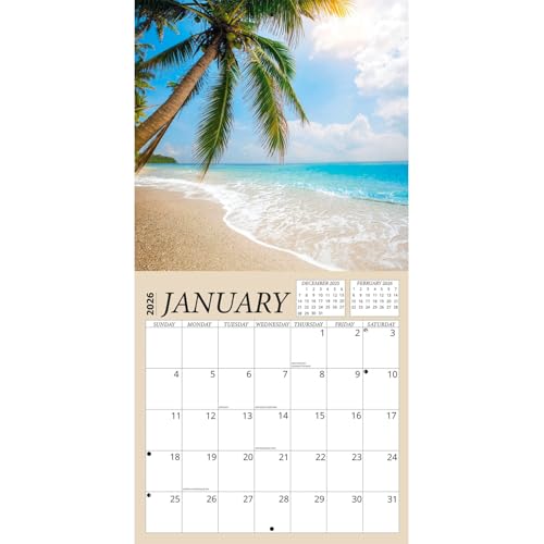 Crenstone Beach Calendar 2026 - Deluxe 2026 Tropical Beaches Calendar 2026 Bundle with 100 Reminder Stickers | Vacation Gifts, Office Supplies | Made In The USA - Image 3