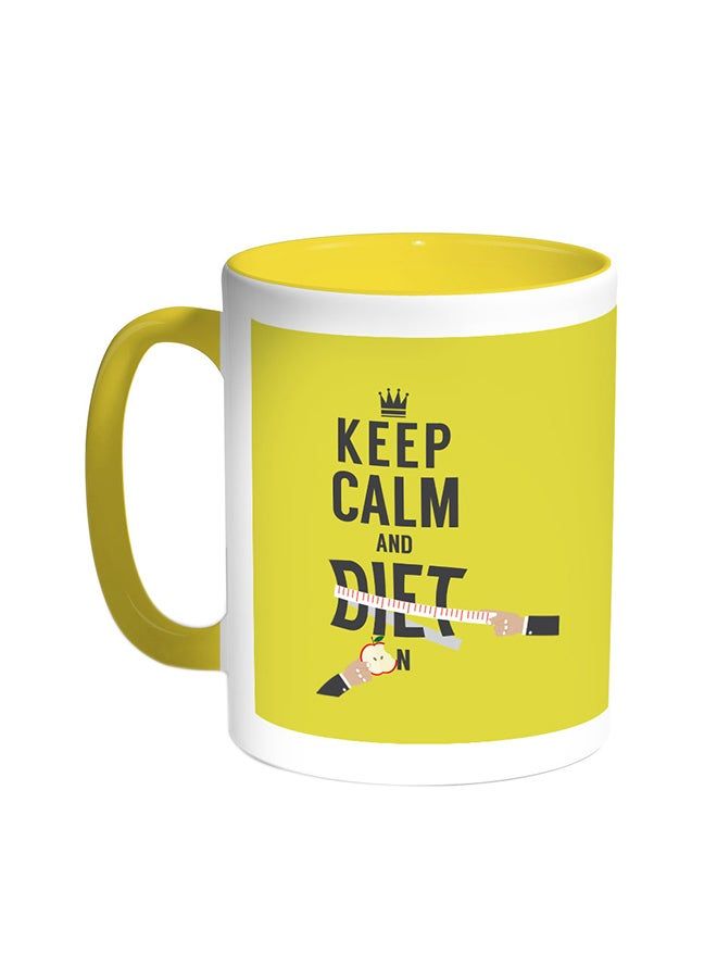 RKN Keep Calm And Diet Printed Coffee Mug Yellow/White 11ounce - Image 2