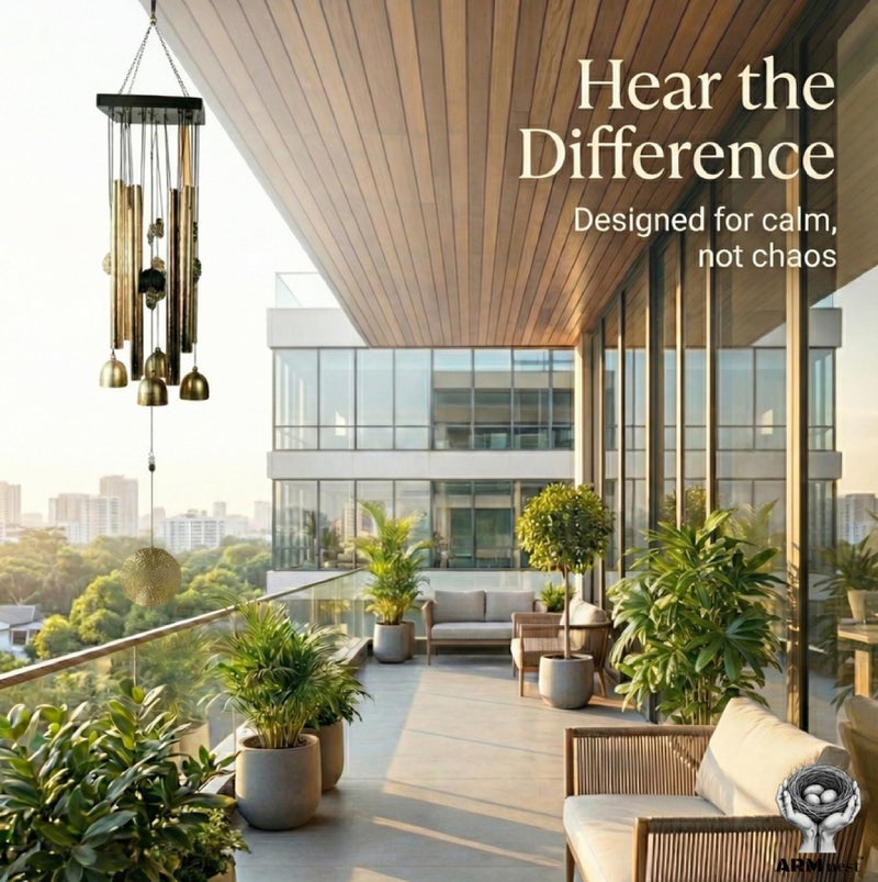ARM nest Wind Chime | Wind Chimes for Balcony | Wind Chimes for Home Positive Energy | Home Decoration(Golden,Pipe & Hanging Bells) - Image 3