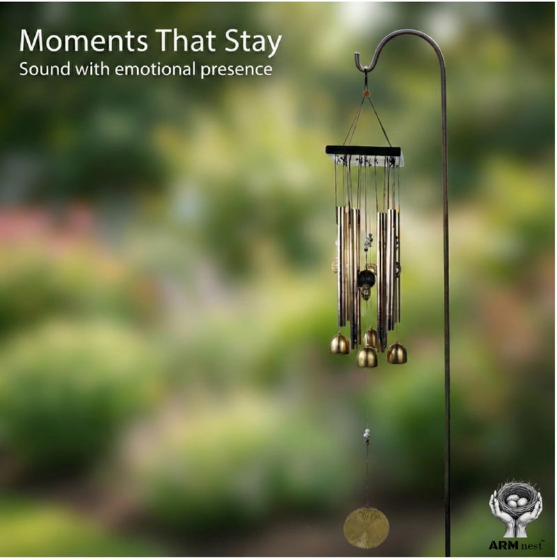 ARM nest Wind Chime | Wind Chimes for Balcony | Wind Chimes for Home Positive Energy | Home Decoration(Golden,Pipe & Hanging Bells) - Image 2
