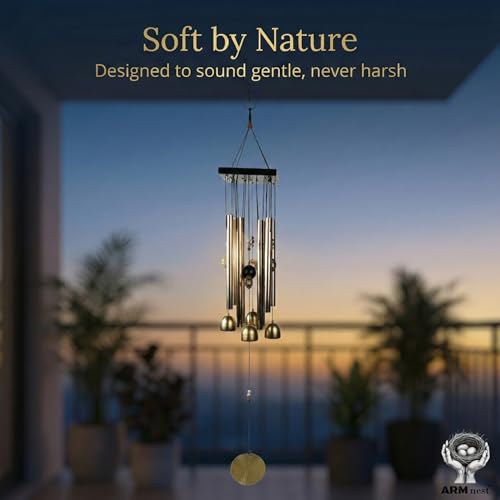 ARM nest Wind Chime | Wind Chimes for Balcony | Wind Chimes for Home Positive Energy | Home Decoration(Golden,Pipe & Hanging Bells) - Image 5