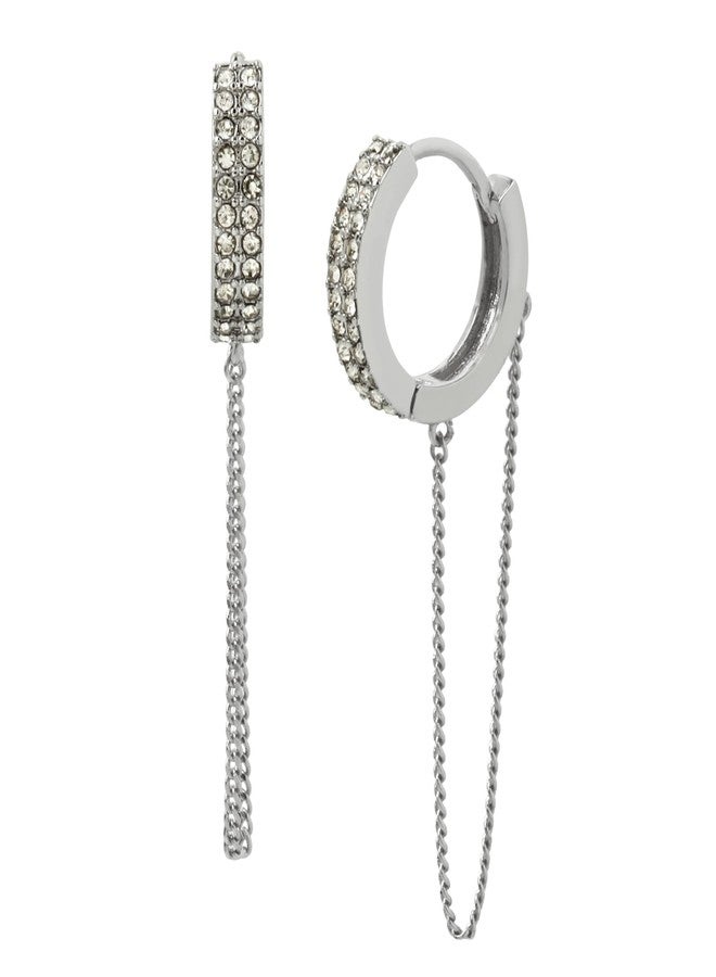 AllSaints Women's Pavé Chain Huggie Earrings - Image 1