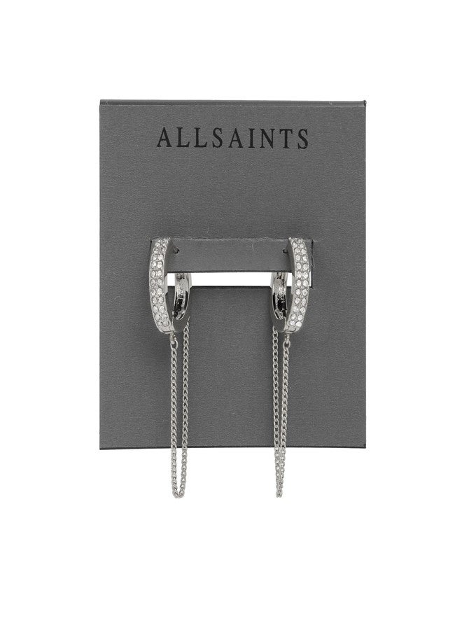 AllSaints Women's Pavé Chain Huggie Earrings - Image 5