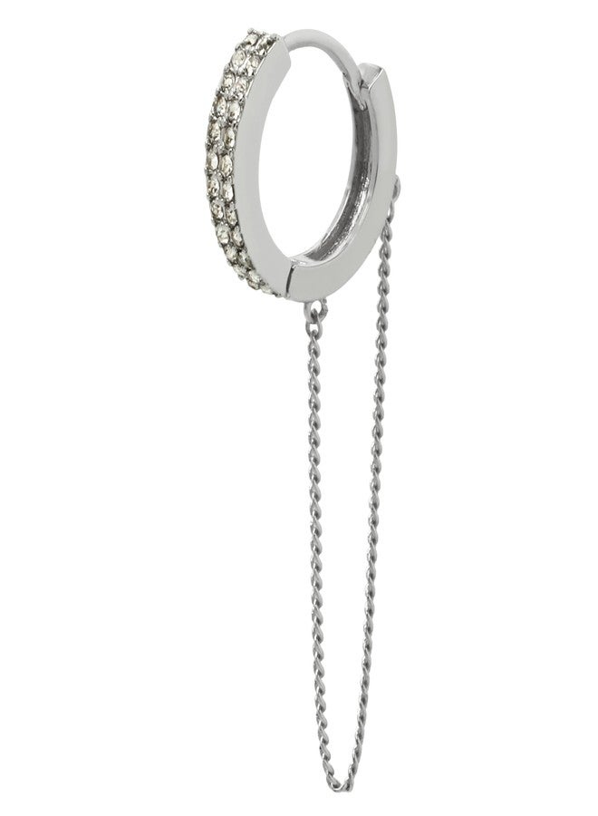 AllSaints Women's Pavé Chain Huggie Earrings - Image 3