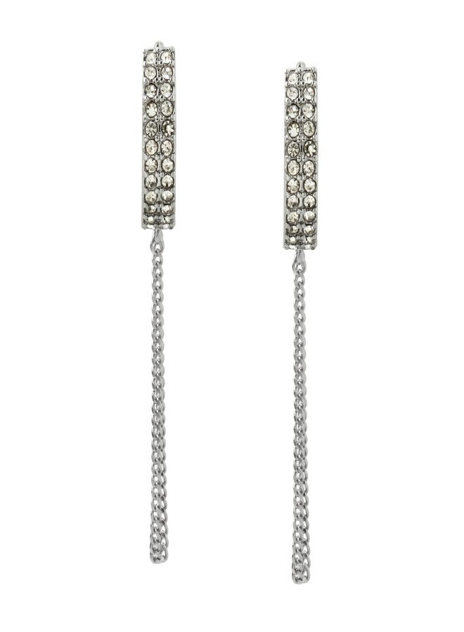 AllSaints Women's Pavé Chain Huggie Earrings - Image 2