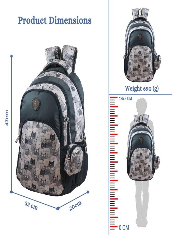 Ligo Catseye 19 Inch Kids Picnic Printed Bag with Free Sipper School Bags for Boys with Bottle Pocket and Front Organizer school bag for girls (Grey) - Image 3