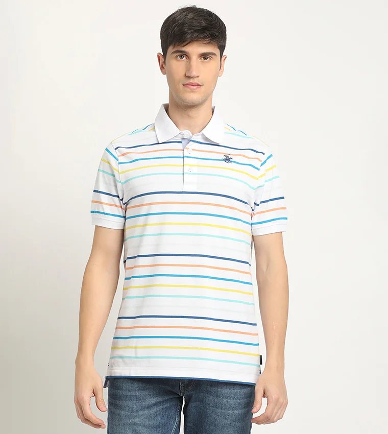 بيفرلي هيلز بولو كلوب تي شيرت بولو مطرز بشعار مخطط