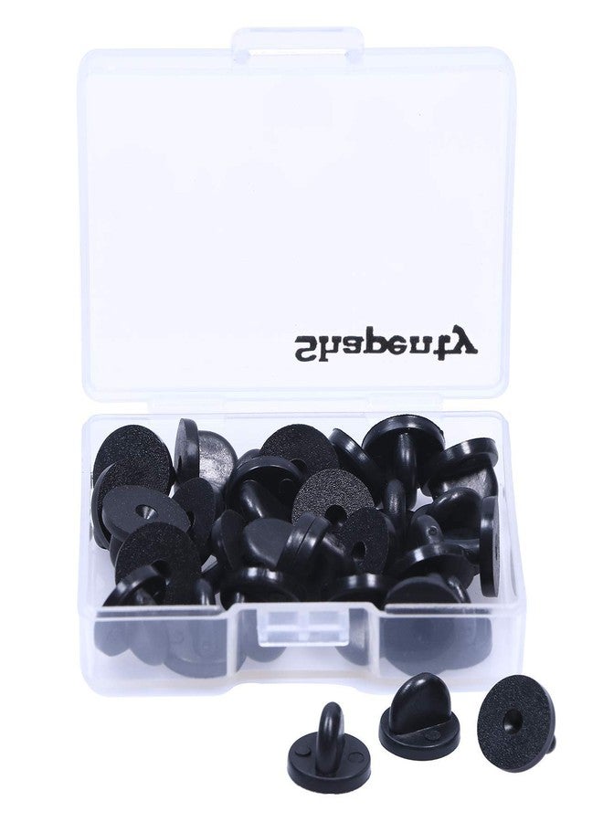 Shapenty Clutch PVC Rubber Pin Backs Keepers Replacement Uniform Badge Comfort Fit Tie Tack Lapel Pin Backing Holder Clasp (Black, 30PCS) - Image 1