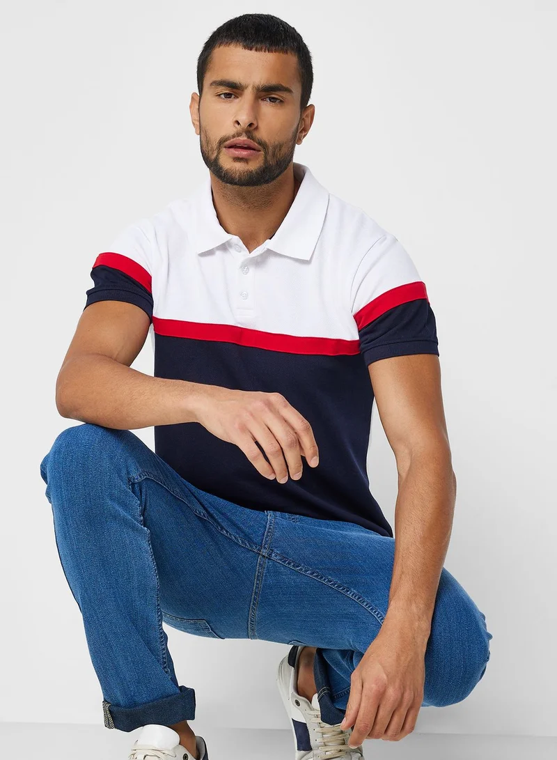 Seventy Five Colour Block Polo Shirt
