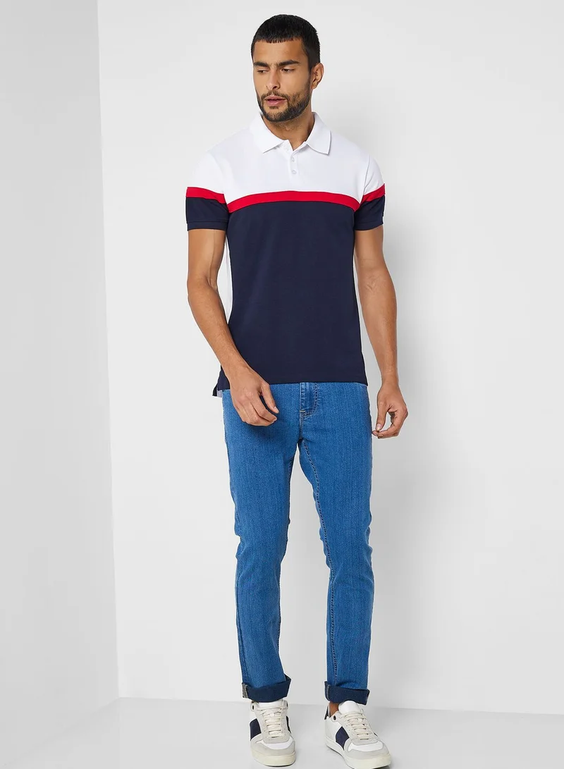 Seventy Five Colour Block Polo Shirt