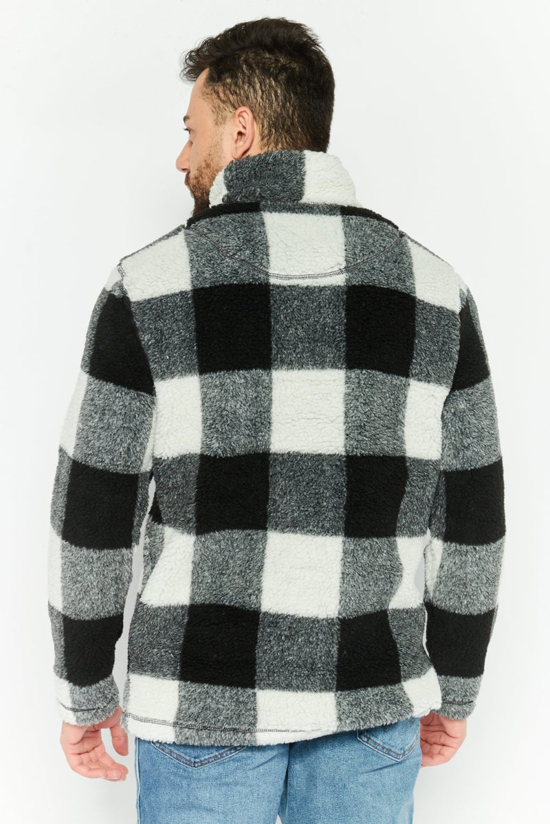 TRUE GRIT Men Plaid Half Zip Sweater, Black - Image 4