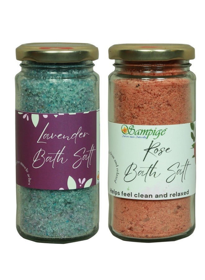 Sampige Rose & Lavender Bath Salt Blend|Blossom Serenity|Bath salt Combo Rose and Lavender| Spa-like indulgence| 250 * 2 (500 gram) - Image 1