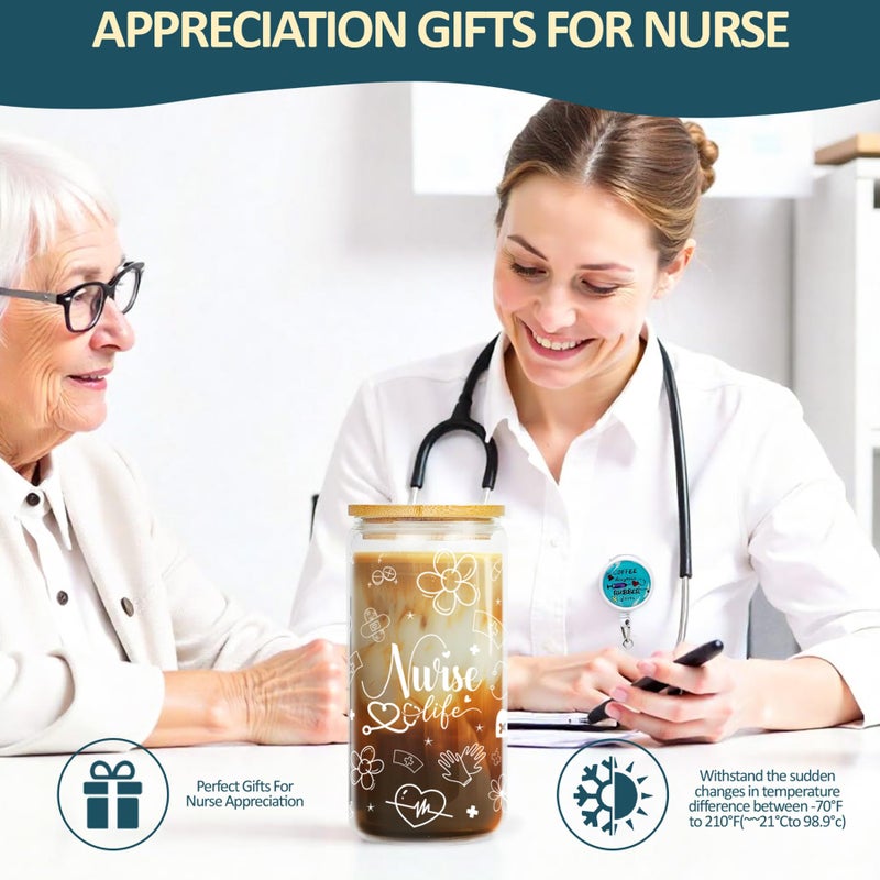 MHSMHL Nurse Gifts for Women, Nurses Week Gift, Nurse Appreciation Gift, Practitioner Gifts for Nurses, Nursing School Essentials with 16oz Glass Cup - Image 5