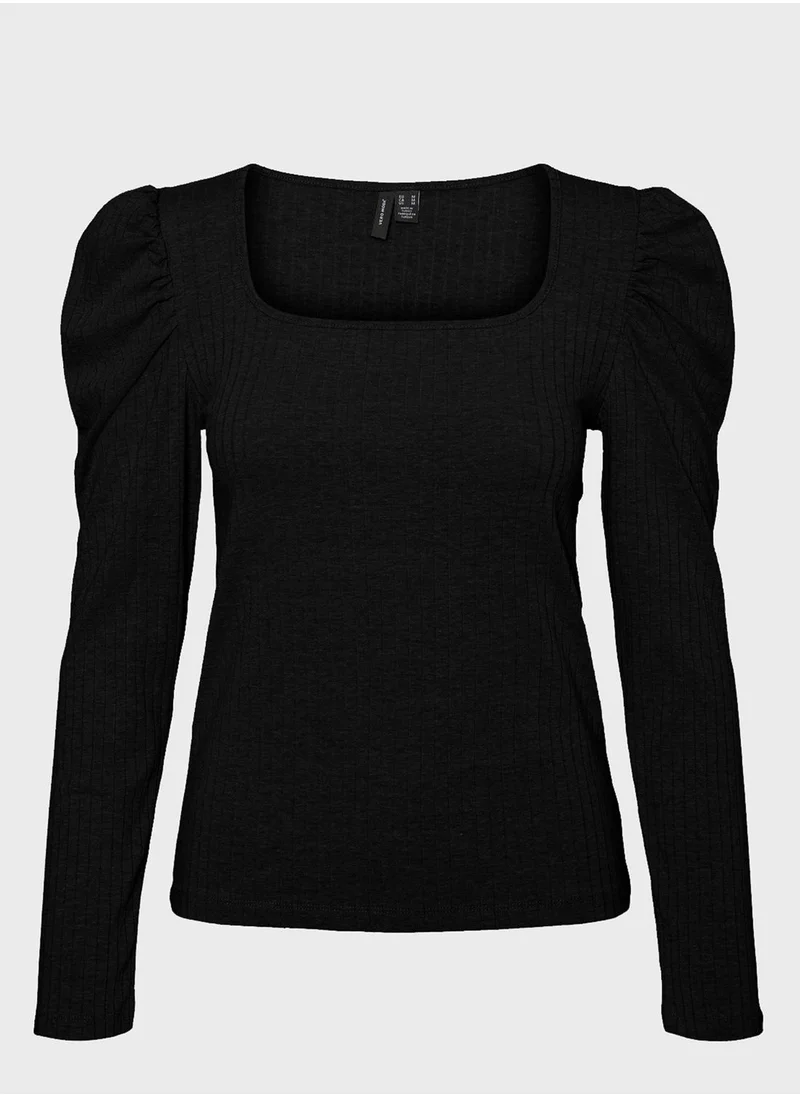 VERO MODA Square Neck Ribbed Top