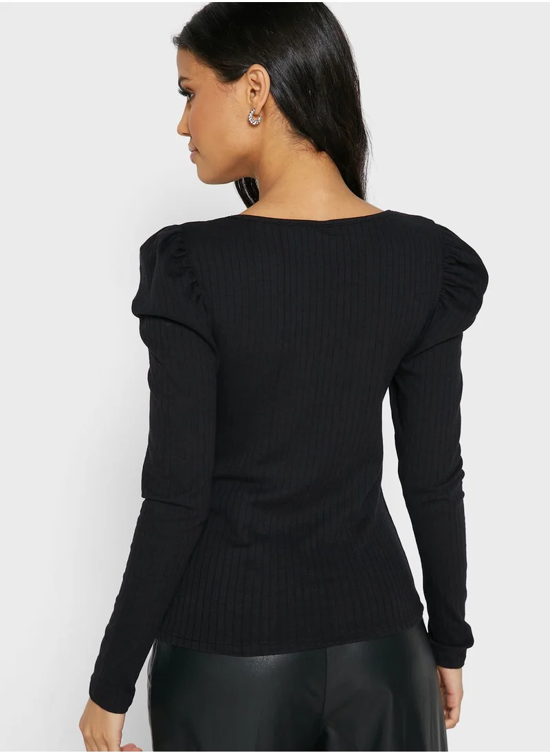 VERO MODA Square Neck Ribbed Top