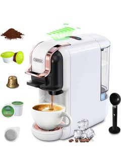 Coffee Maker 5 In 1 Espresso Machine For Capsules Dg* Nes* Original Ground Coffee K Cup* Ese Pod Compatible Cold Hot Mode 600Ml 19 Bar White